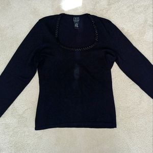 INC Silk/Rayon Sweater - Scoop Neck with Beaded Neckline Detail